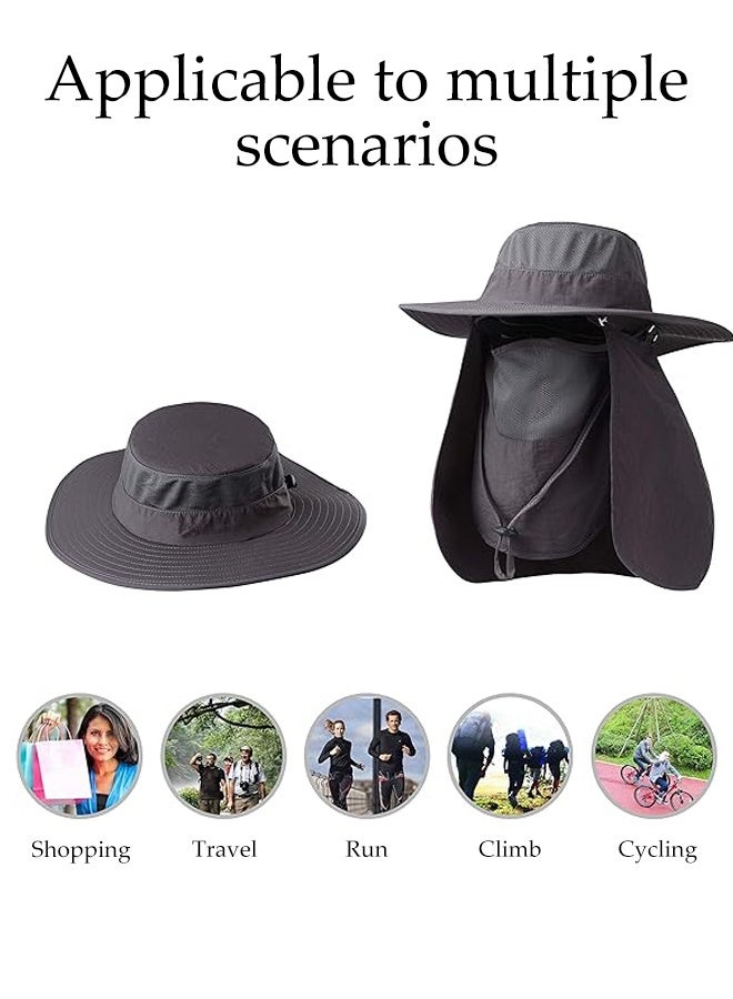 Fishing Hat,Fisherman hat ,Sun Cap with UPF 50+ Sun Protection and Neck Flap,Mountaineering sun hat for Man and Women Dark Gray - Image 4