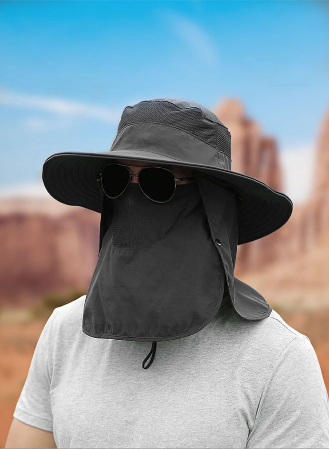 Fishing Hat,Fisherman hat ,Sun Cap with UPF 50+ Sun Protection and Neck Flap,Mountaineering sun hat for Man and Women Dark Gray - Image 1