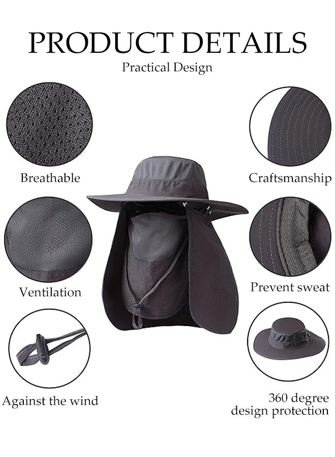 Fishing Hat,Fisherman hat ,Sun Cap with UPF 50+ Sun Protection and Neck Flap,Mountaineering sun hat for Man and Women Dark Gray - Image 3