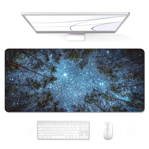 Auhoahsil Large Mouse Pad, XXL Gaming Mousepad, Desk Mat for Desktop, Thick Rubber, Big & Long Size, Stitched Edges, Full Desk Pad for Laptop & Computer, Extended 31.5 x 11.8 in, Silent Night Sky - Image 1