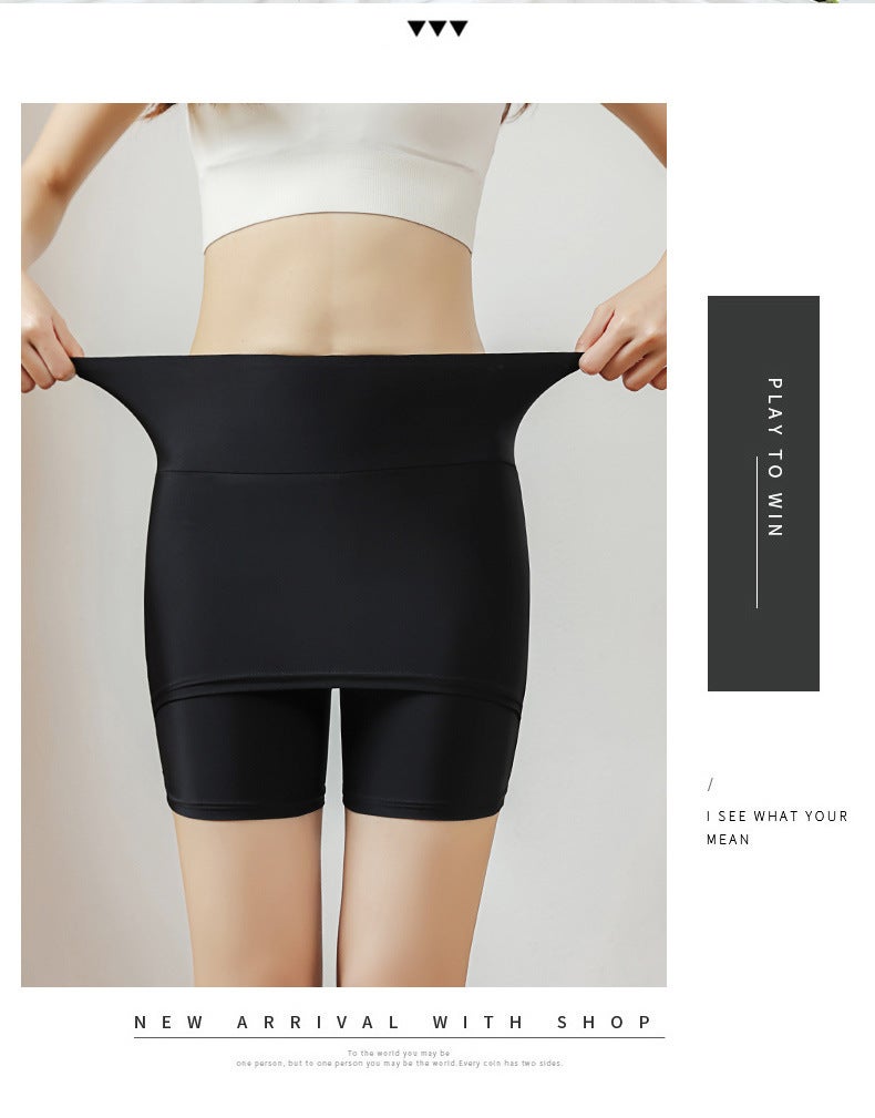 Girls' Double-Layer High-Waist Safety Pants With Crotch Covering Large Size Anti-Exposure Women'S Summer Outer Leggings Pure Cotton Crotch - Image 1