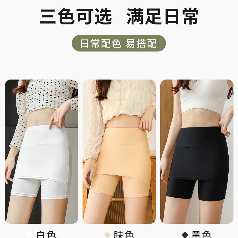 Girls' Double-Layer High-Waist Safety Pants With Crotch Covering Large Size Anti-Exposure Women'S Summer Outer Leggings Pure Cotton Crotch - Image 3