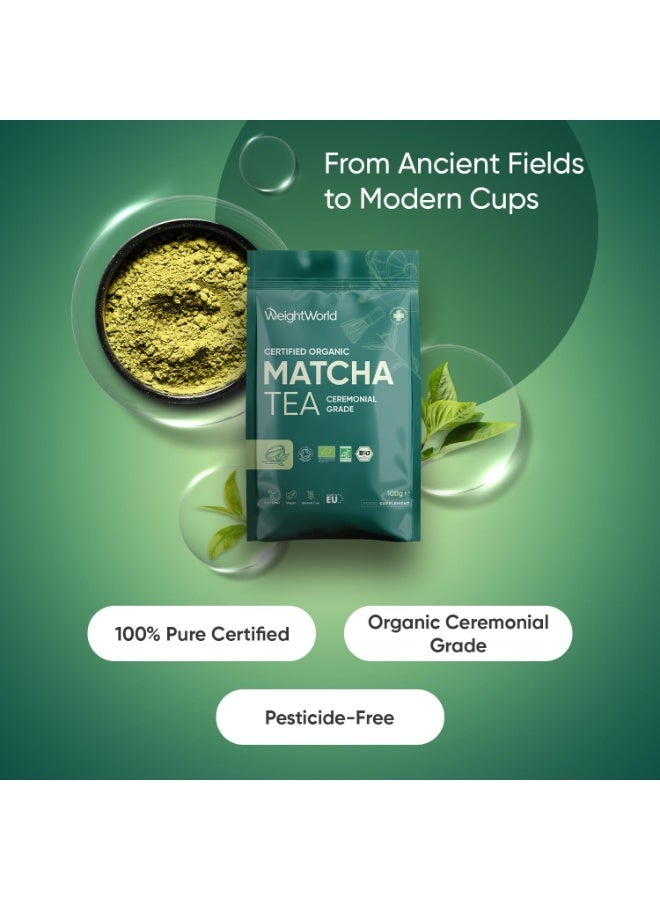WeightWorld Ceremonial Grade Matcha Green Tea Powder | 100g Organic Matcha Powder | Soil Association Certified | No Fillers & Pesticides | Vegan-Friendly - Image 2