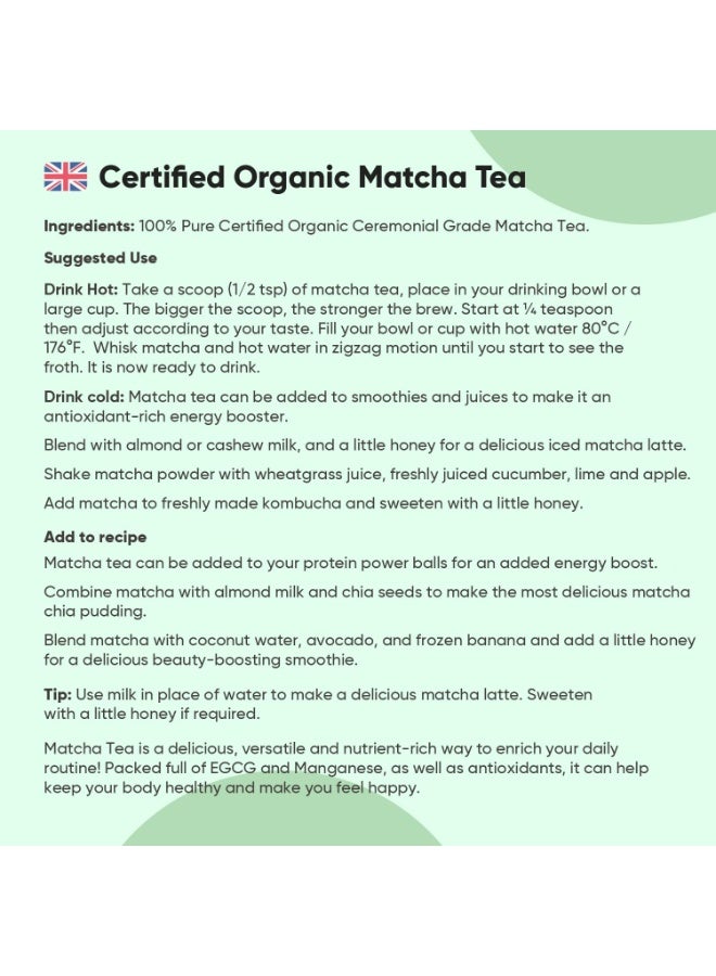 WeightWorld Ceremonial Grade Matcha Green Tea Powder | 100g Organic Matcha Powder | Soil Association Certified | No Fillers & Pesticides | Vegan-Friendly - Image 5
