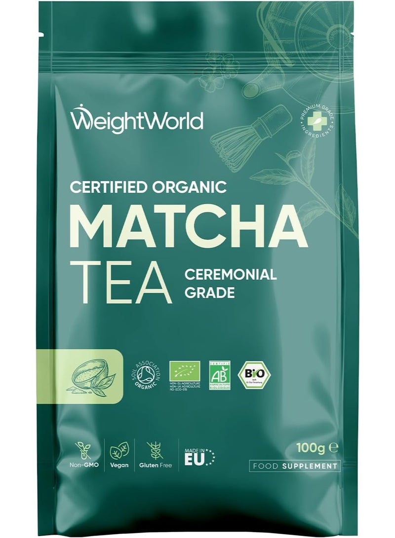 WeightWorld Ceremonial Grade Matcha Green Tea Powder | 100g Organic Matcha Powder | Soil Association Certified | No Fillers & Pesticides | Vegan-Friendly - Image 1