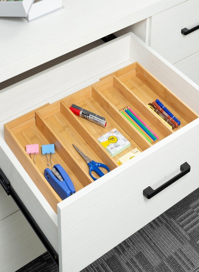 Utoplike Bamboo Expandable Kitchen Drawer Organizer, Adjustable Utensil Holder and Cutlery Tray Organiser, Drawer Divider for Silverware, Flatware, Knives in Kitchen, Bedroom, Living Room, 5 Slot - Image 5