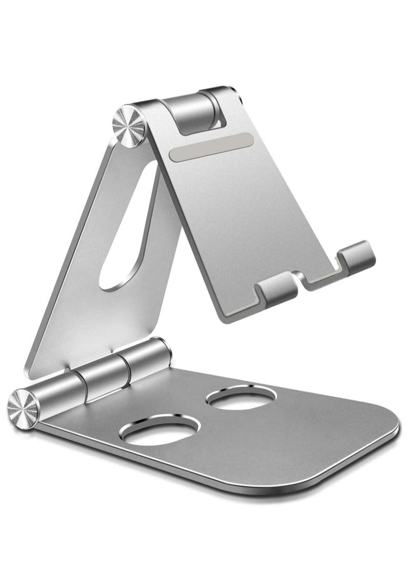 Adjustable Desktop Mobile Phone Holder for Online Courses and Videos for iPhone 12, SE 2020, 11 Pro, Samsung Galaxy S10 9, Lightweight Portable Tablet Silver - Image 1
