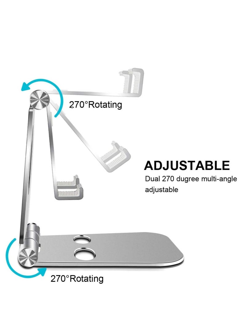 Adjustable Desktop Mobile Phone Holder for Online Courses and Videos for iPhone 12, SE 2020, 11 Pro, Samsung Galaxy S10 9, Lightweight Portable Tablet Silver - Image 2