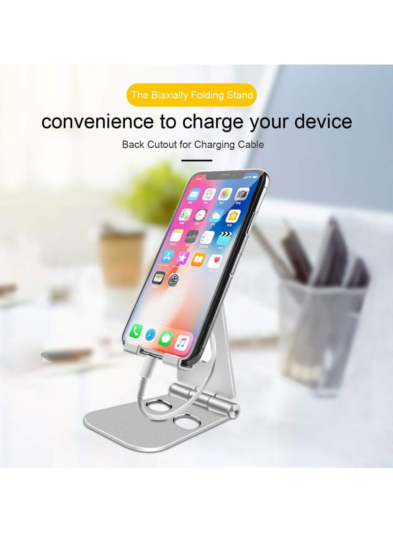 Adjustable Desktop Mobile Phone Holder for Online Courses and Videos for iPhone 12, SE 2020, 11 Pro, Samsung Galaxy S10 9, Lightweight Portable Tablet Silver - Image 5