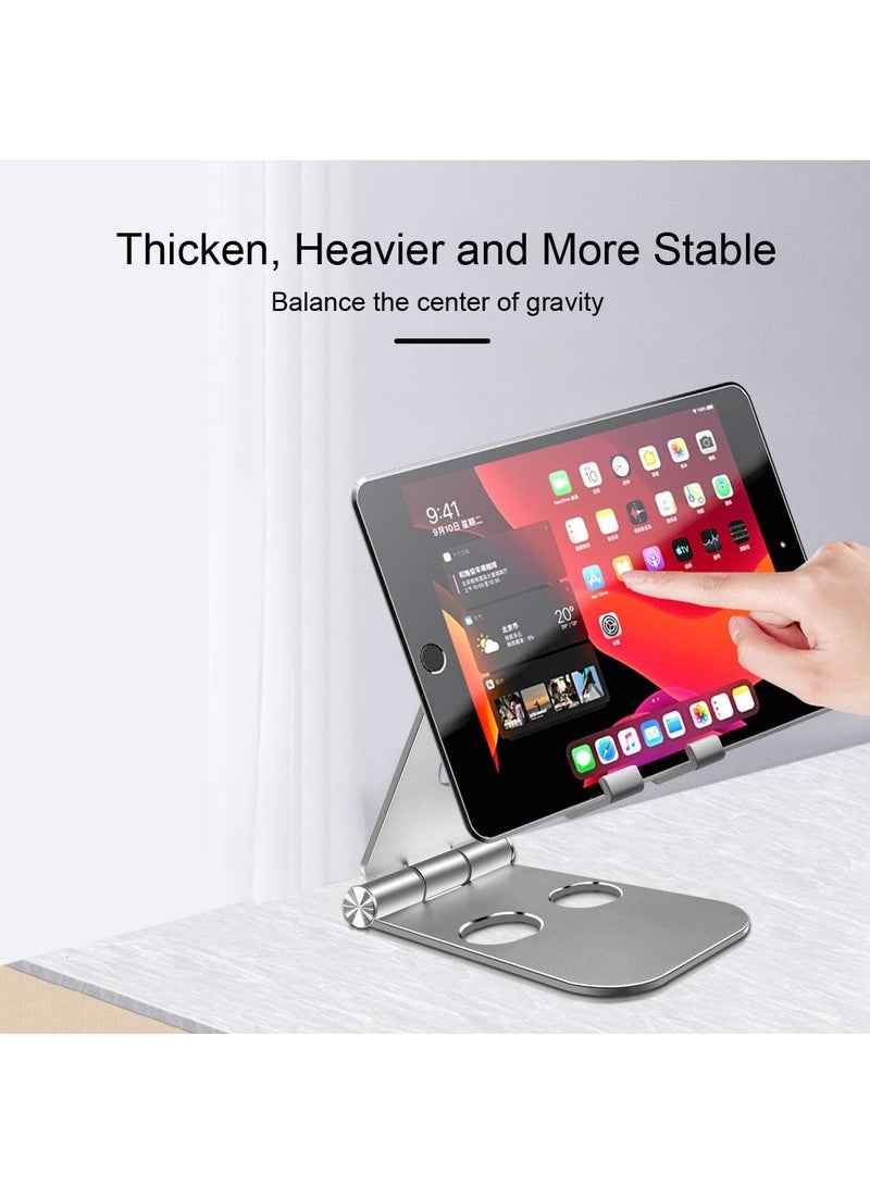 Adjustable Desktop Mobile Phone Holder for Online Courses and Videos for iPhone 12, SE 2020, 11 Pro, Samsung Galaxy S10 9, Lightweight Portable Tablet Silver