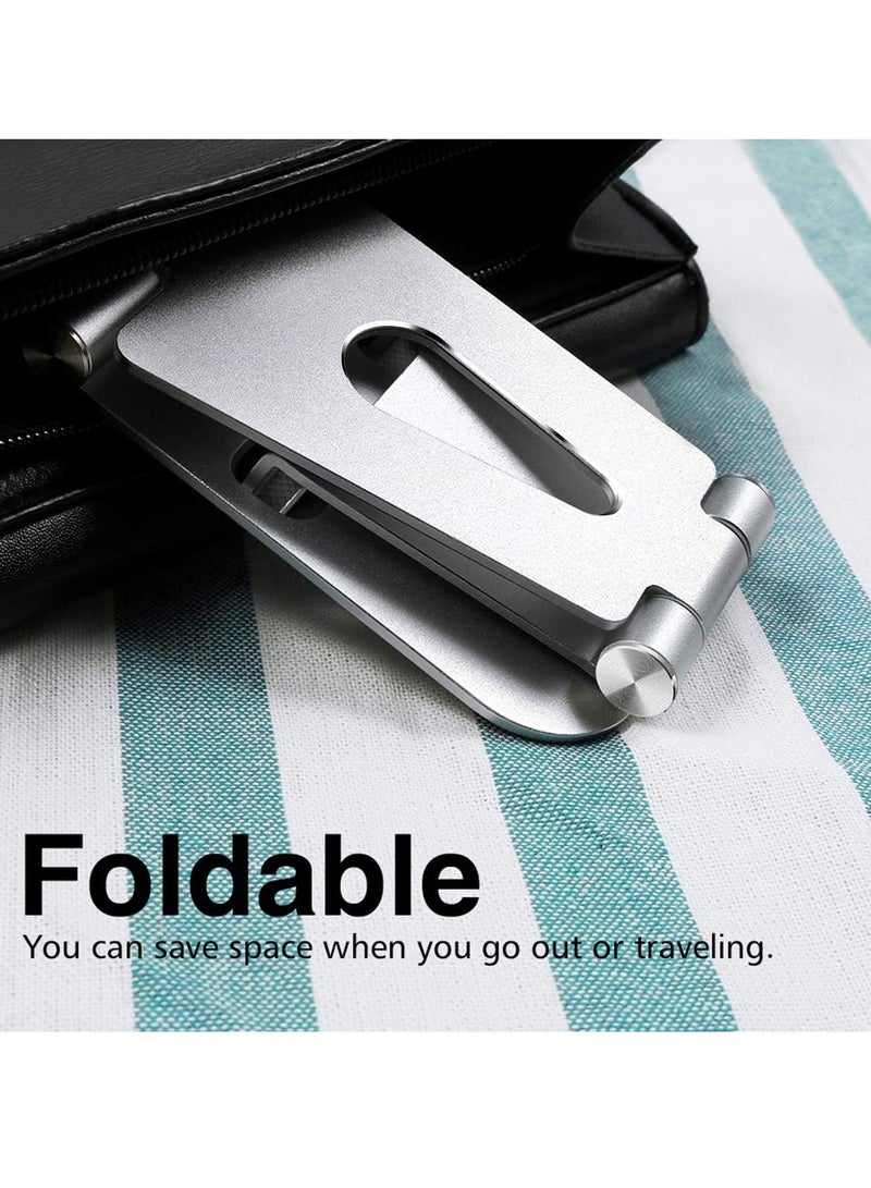 Adjustable Desktop Mobile Phone Holder for Online Courses and Videos for iPhone 12, SE 2020, 11 Pro, Samsung Galaxy S10 9, Lightweight Portable Tablet Silver