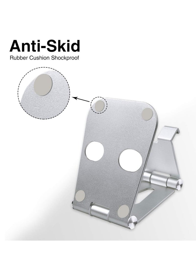 Adjustable Desktop Mobile Phone Holder for Online Courses and Videos for iPhone 12, SE 2020, 11 Pro, Samsung Galaxy S10 9, Lightweight Portable Tablet Silver