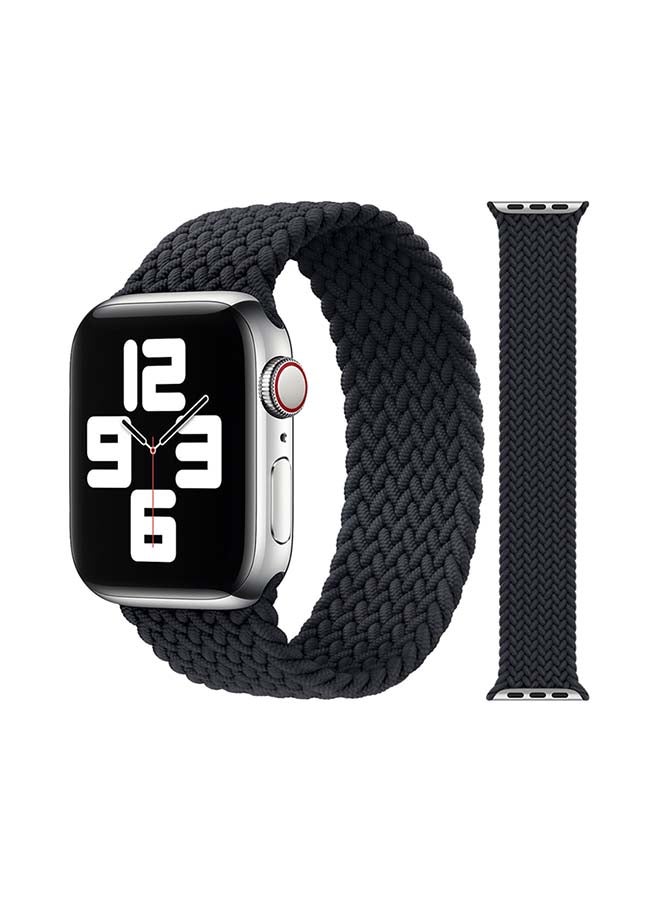 سوار بديل من النايلون المضفر لساعة Apple مقاس 45/44/42 مم صغير أسود أسود - Image 1