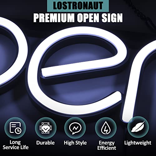 LOSTRONAUT LED Neon Open Sign Light. Perfect to Advertise Storefront, Business, Office, Shop and Restaurant. Ultra Bright White Designer Color. Custom Built, Elegant Window Display - Image 5