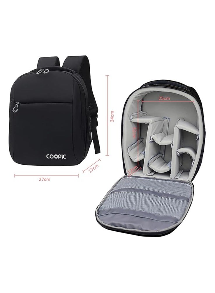 Coopic حقيبة ظهر كاميرا قماشية مقاومة للماء Coopic BP-08 لكاميرا DSLR SLR (27x17x34 سم، أسود) - Image 2