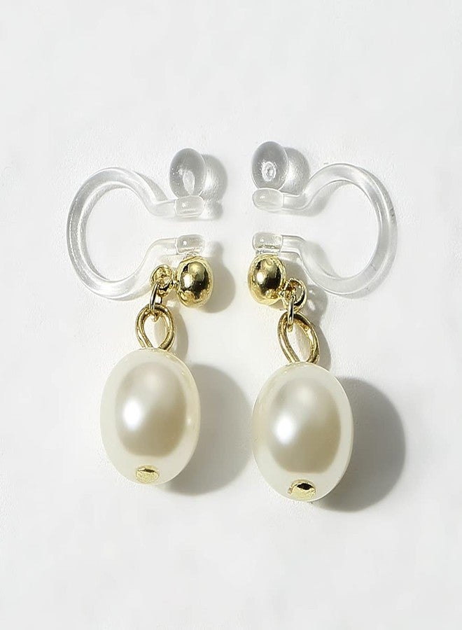 OIDIMS Elegant Pearl Ear Cuffs Earrings for Women Fake Helix Clip On Cartilage Wrap Non Piercing Minimalist Dangle Drop Promise Engagement Wedding Statement Fashion Jewelry Gifts Birthday Valentone's Day - Image 5