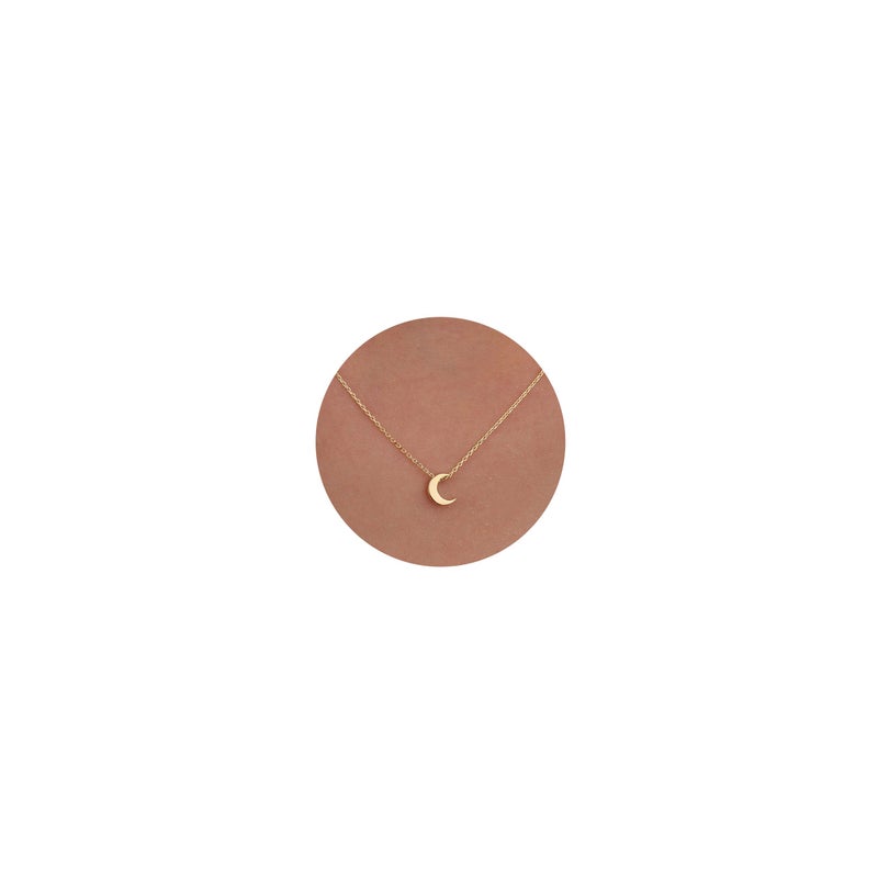 VRIUA Moon Necklace for Women,Dainty Gold Necklace 14k Gold Plated Moon Pendant Necklace Simple Jewelry Everyday for Women - Image 1