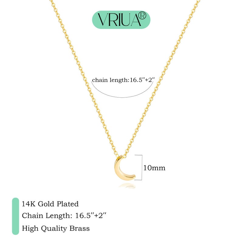 VRIUA Moon Necklace for Women,Dainty Gold Necklace 14k Gold Plated Moon Pendant Necklace Simple Jewelry Everyday for Women - Image 4
