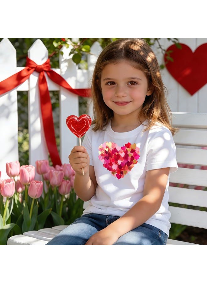 YWAGK Girls Valentines Day Shirt Kids Cute Love Heart Graphic T-Shirts Toddler Valentine Short Sleeve Tee 2026 (3-10 Years), White_1, 6-7 Years - Image 3