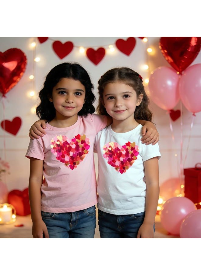 YWAGK Girls Valentines Day Shirt Kids Cute Love Heart Graphic T-Shirts Toddler Valentine Short Sleeve Tee 2026 (3-10 Years), White_1, 6-7 Years - Image 5