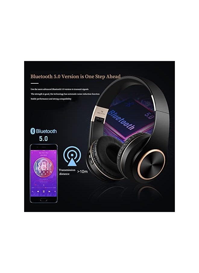 X spring Bluetooth Headphones Over Ear Foldable Wireless Headphones Hi Fi Stereo Bluetooth 5.0 Headset Built In Microphone Suitable For Cellphone Work Pc Black  - Image 2