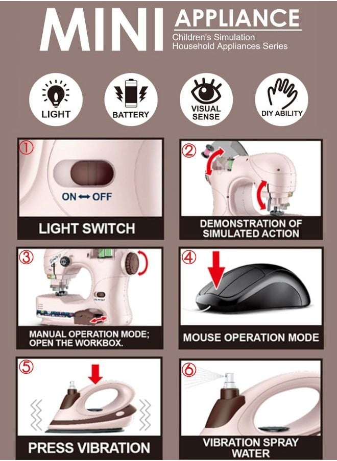 Mini Household Appliance Electric Sewing Machine & Iron Set, Pretend Play Toy for Kids Ages 3+ - pzsku/Z76A8C1DECB7F11D64227Z/45/_/1718193496/100c8071-3095-4f94-811b-901078b77d65
