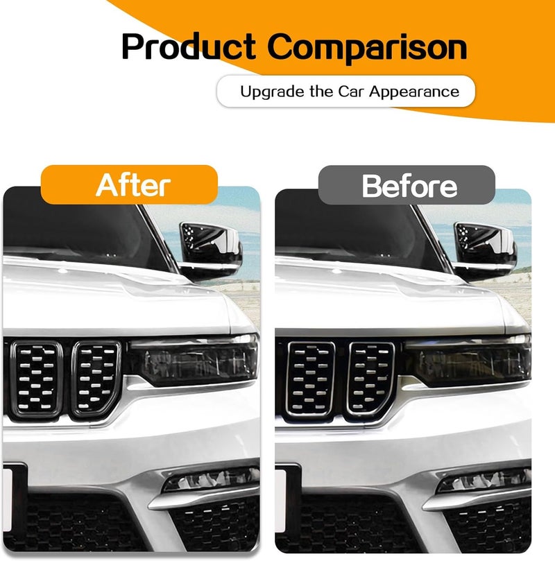 Hoolcar Front Grille Insert Cover for Jeep Grand Cherokee 2021-2023, Black, 7 Pcs - Image 2