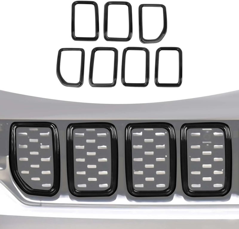Hoolcar Front Grille Insert Cover for Jeep Grand Cherokee 2021-2023, Black, 7 Pcs - Image 1