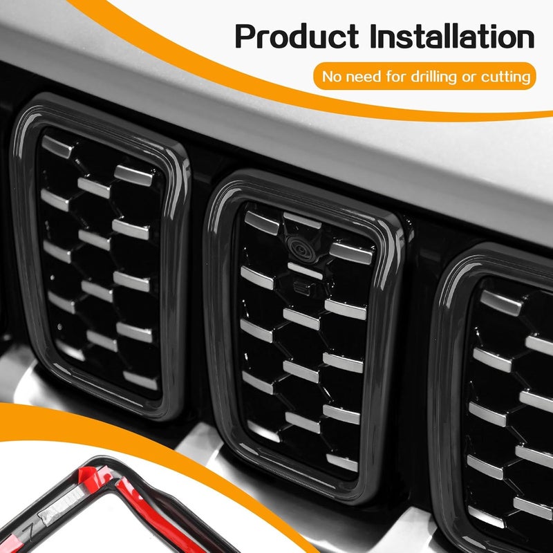 Hoolcar Front Grille Insert Cover for Jeep Grand Cherokee 2021-2023, Black, 7 Pcs - Image 5