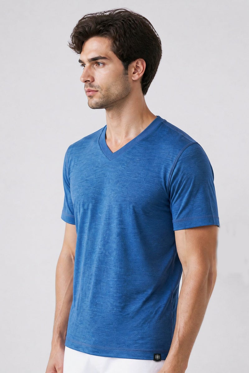 Gaiam Men Slim Fit Short Sleeve Training T-Shirt, Heather Blue - Image 3