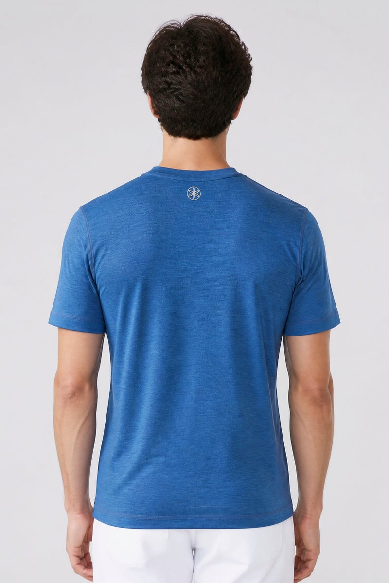 Gaiam Men Slim Fit Short Sleeve Training T-Shirt, Heather Blue - Image 2