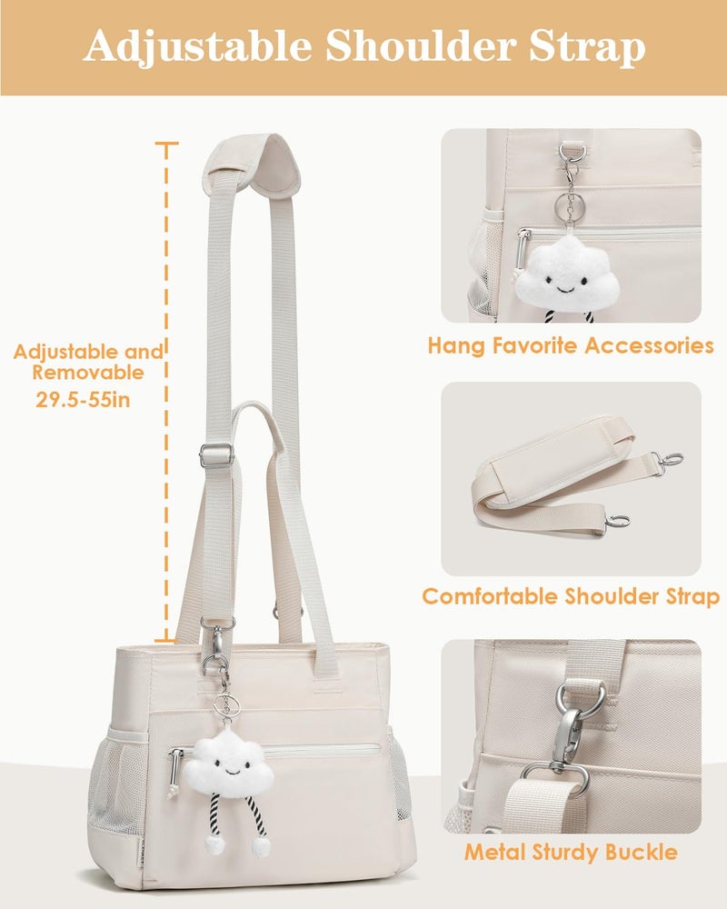 GLENKEY Insulated Lunch Box Lunch Bag Tote - Large Leakproof Cooler Bags for Women - Soft Lunchbox for Adults Work Shift Picnic Travel Cream 10L - Image 4