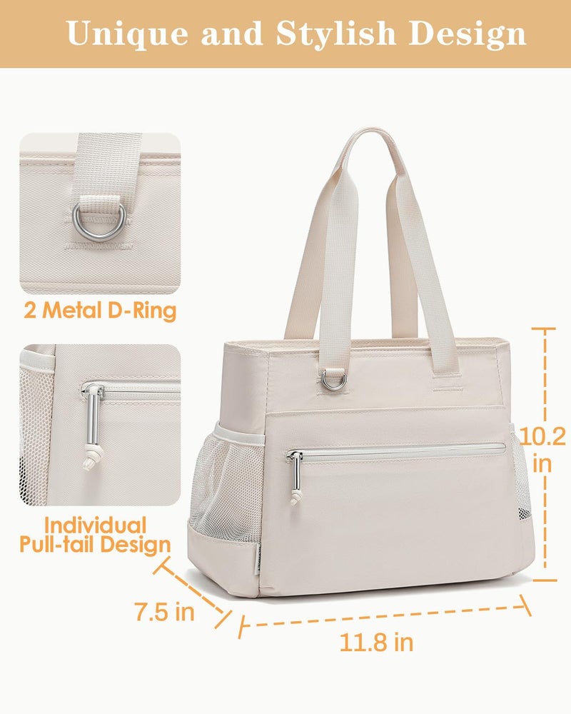 GLENKEY Insulated Lunch Box Lunch Bag Tote - Large Leakproof Cooler Bags for Women - Soft Lunchbox for Adults Work Shift Picnic Travel Cream 10L - Image 2