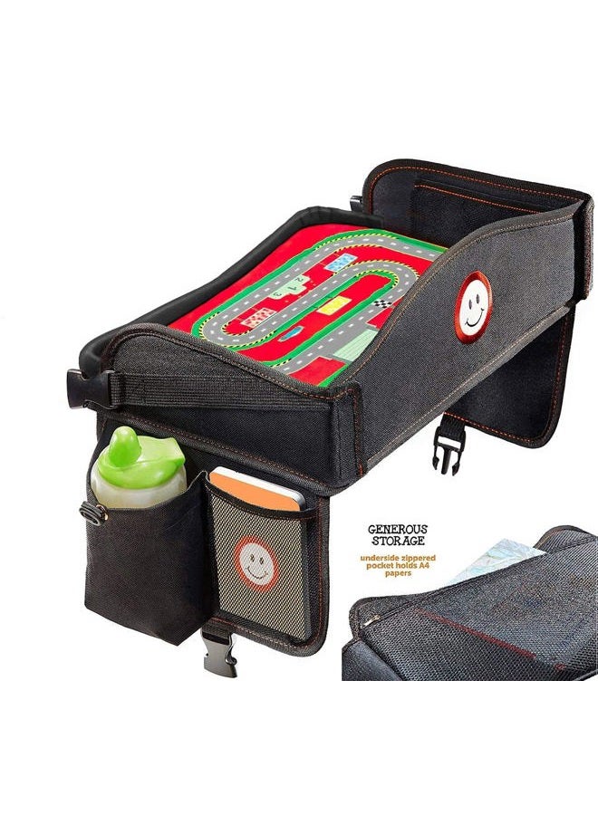 Coolmum Travel Tray - Ideal as Kids Travel Tray - Toddler Travel Tray & Baby Stroller Tray - Travel Activity Tray & Play Tray - Baby Snack Tray & Kid's Car Seat Tray - Play Table (Premium Black) - Image 2
