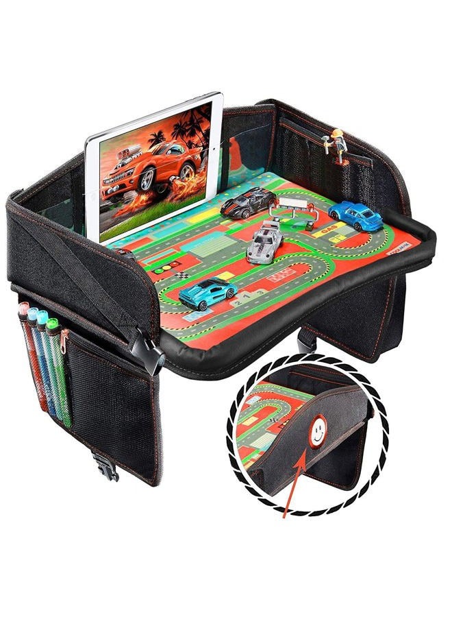 Coolmum Travel Tray - Ideal as Kids Travel Tray - Toddler Travel Tray & Baby Stroller Tray - Travel Activity Tray & Play Tray - Baby Snack Tray & Kid's Car Seat Tray - Play Table (Premium Black) - Image 1