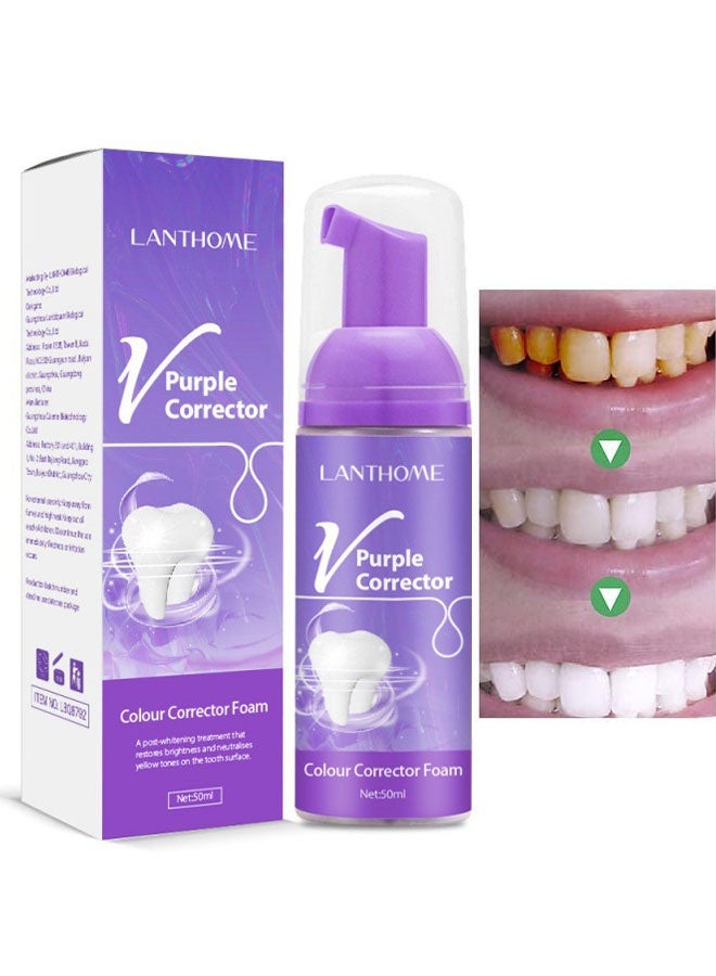 لانثوم مصحح بنفسجي، تبييض الأسنان، العناية بالفم، نفس منعش، موس بنفسجي، معجون أسنان أبيض لامع، رغوة تنظيف الأسنان V34، 50 مل - Image 1