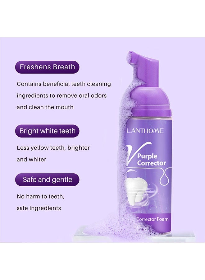 لانثوم مصحح بنفسجي، تبييض الأسنان، العناية بالفم، نفس منعش، موس بنفسجي، معجون أسنان أبيض لامع، رغوة تنظيف الأسنان V34، 50 مل - Image 3