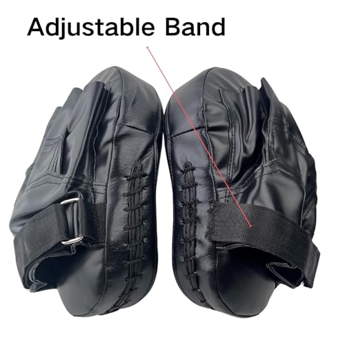 TLBTEK Taekwondo Kick Pad and 2 Curved Punching Mitts Set,PU Muay Thai Pads, MMA Karate Kid Toddler Boxing Set Kickboxing Training Pads Martial Arts Punching Pads Strike Kicking Shield(3 PCS)-Black - Image 5