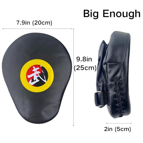 TLBTEK Taekwondo Kick Pad and 2 Curved Punching Mitts Set,PU Muay Thai Pads, MMA Karate Kid Toddler Boxing Set Kickboxing Training Pads Martial Arts Punching Pads Strike Kicking Shield(3 PCS)-Black - Image 4