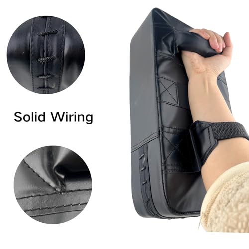 TLBTEK Taekwondo Kick Pad and 2 Curved Punching Mitts Set,PU Muay Thai Pads, MMA Karate Kid Toddler Boxing Set Kickboxing Training Pads Martial Arts Punching Pads Strike Kicking Shield(3 PCS)-Black - Image 3