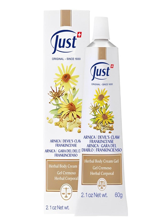 SwissJust Swiss Just Arnica Gel, Arnica Creamy Gel 60g. Arnica Cream w/Devils Claw & Frankincense Oil. A Gentle Massage Cream on Wrists, Fingers, Knees, Ankles, Joints, Waist, Neck, and Back. - Image 1