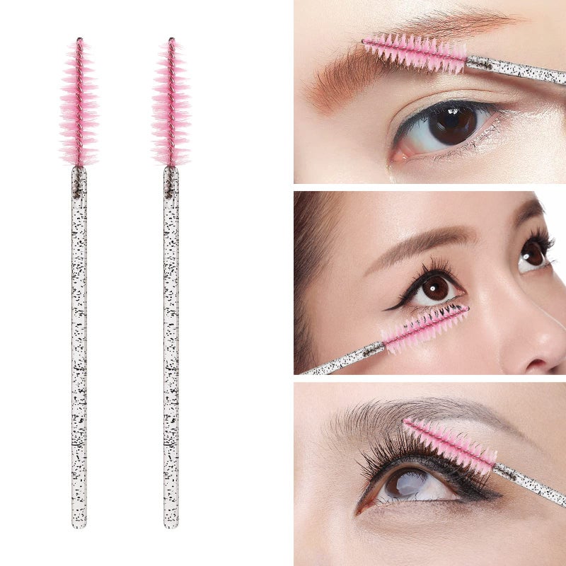 Tbestmax 100 Pcs Disposable Eyelash Brush, Mascara Wands Makeup Brushes Applicators Kits for Eyelash Extensions, Eyebrow Brush with Container (Pink, Black) - Image 2