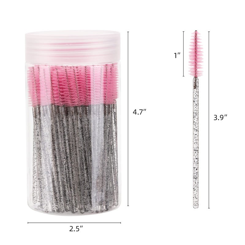 Tbestmax 100 Pcs Disposable Eyelash Brush, Mascara Wands Makeup Brushes Applicators Kits for Eyelash Extensions, Eyebrow Brush with Container (Pink, Black) - Image 5