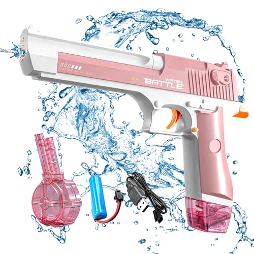 Snowall Pink Electric Water Gun with Long RangeAutomatic Squirt Gun for Kids and Adults Long Distance Water Pistol for Pool Beach Outdoor Play - Image 1