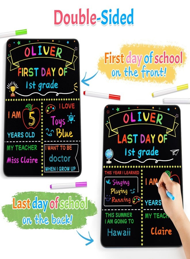 multiwins 2 Pack First and Last Day of School Signs - 12”x10” Double-Sided Back to School Signs for Kids/Girls/Boys - Reusable Wooden 1st Day of Preschool/Kindergarten Photo Props - Image 5