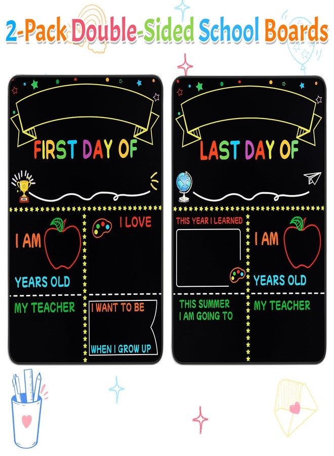 multiwins 2 Pack First and Last Day of School Signs - 12”x10” Double-Sided Back to School Signs for Kids/Girls/Boys - Reusable Wooden 1st Day of Preschool/Kindergarten Photo Props - Image 2