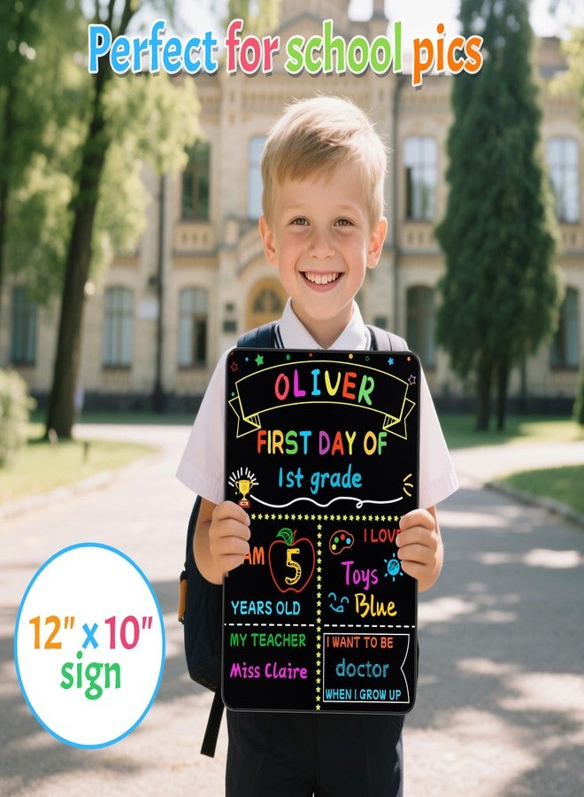 multiwins 2 Pack First and Last Day of School Signs - 12”x10” Double-Sided Back to School Signs for Kids/Girls/Boys - Reusable Wooden 1st Day of Preschool/Kindergarten Photo Props - Image 4