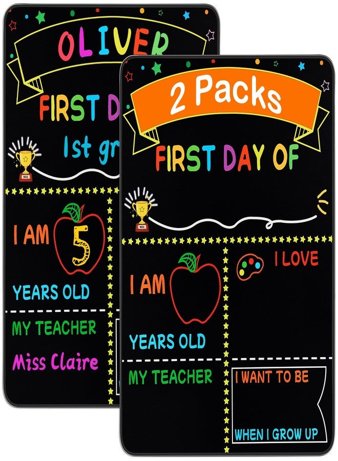 multiwins 2 Pack First and Last Day of School Signs - 12”x10” Double-Sided Back to School Signs for Kids/Girls/Boys - Reusable Wooden 1st Day of Preschool/Kindergarten Photo Props - Image 1