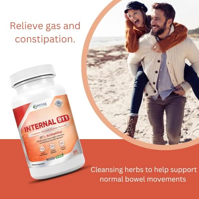 Phytage Labs Internal 911 Colon Cleanse Detox Supplement - Natural Laxative Cleanser Removes Toxins for Better Digestion and Radiant Skin - 60 Capsules - Image 2