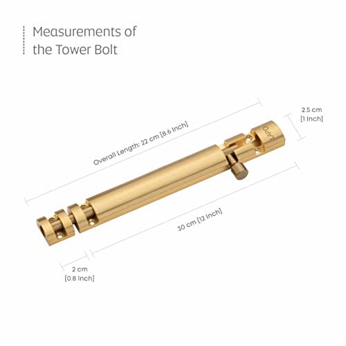 LAPO 2 Pack Heavy Duty 12 Inch Aluminium Tower Bolt for Wooden and PVC Door/Kundi/Chitakni for Windows Tower Bolt/Door Lock Latch for Main Doors (PVD Gold Finish, Pack of 2) - Image 4